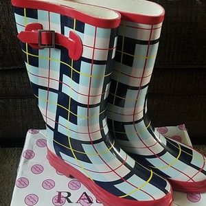 Rasolli Womens Plaid Rain Boots NWOT